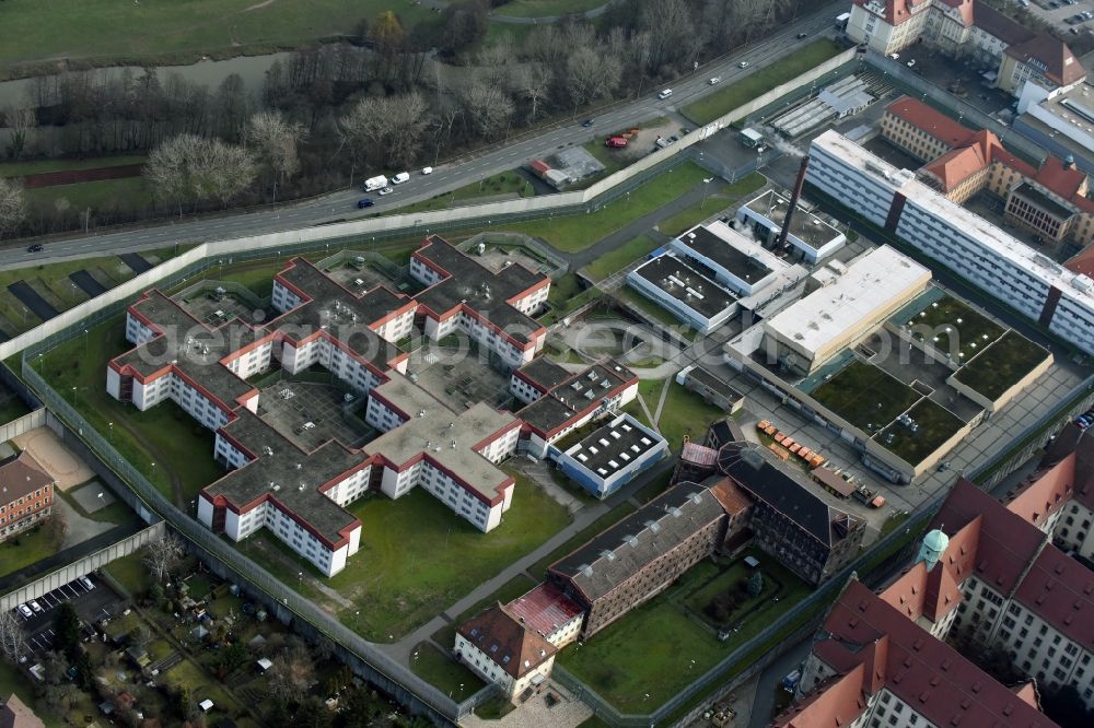 Nürnberg from the bird's eye view: Prison grounds and high security fence Prison in Nuremberg in the state Bavaria