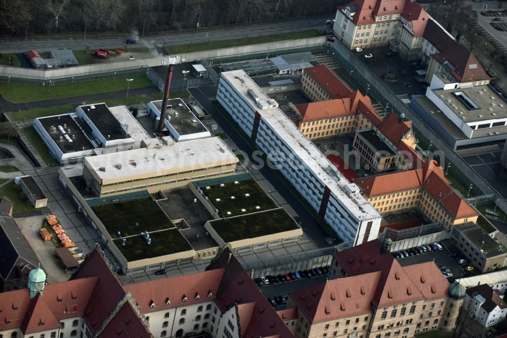 Aerial image Nürnberg - Prison grounds and high security fence Prison in Nuremberg in the state Bavaria