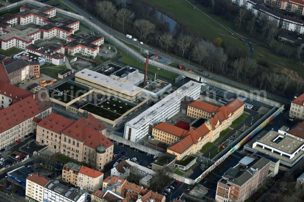 Aerial photograph Nürnberg - Prison grounds and high security fence Prison in Nuremberg in the state Bavaria