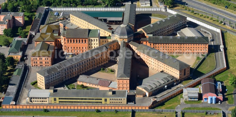 Aerial image Pilsen - Prison grounds and high security fence Prison in Pilsen in Boehmen, Czech Republic