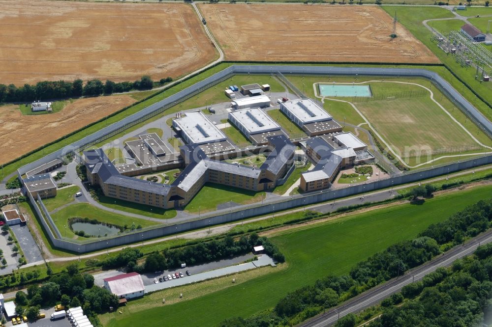 Aerial image Göttingen - Prison grounds and high security fence Prison Rosdorf in Goettingen in the state Lower Saxony