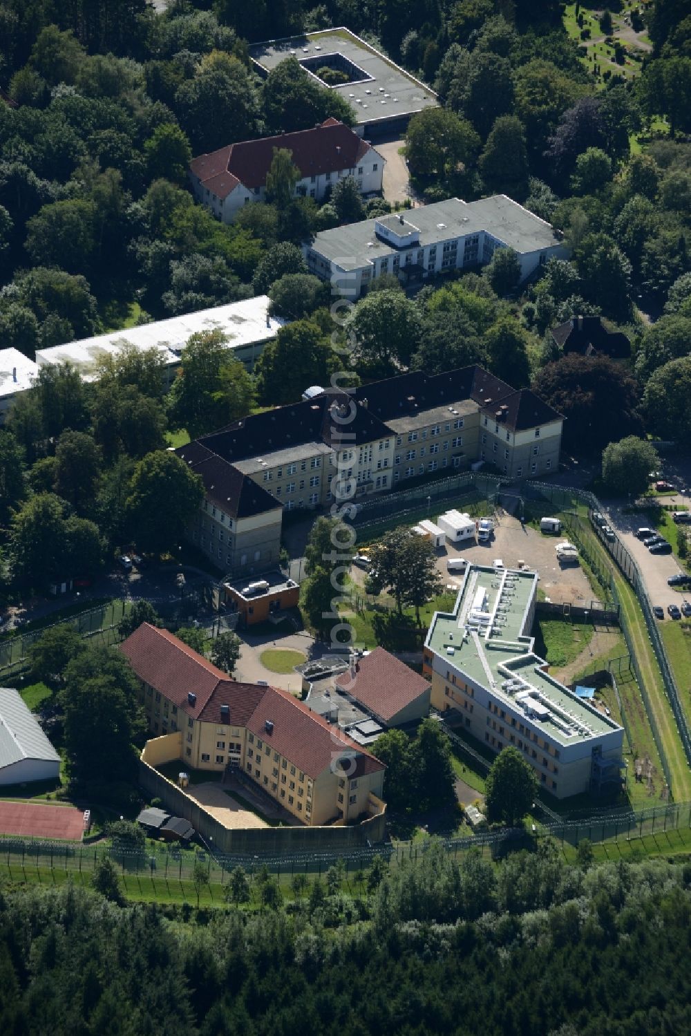 Aerial image Schleswig - Prison grounds and high security fence Prison in Schleswig in the state Schleswig-Holstein