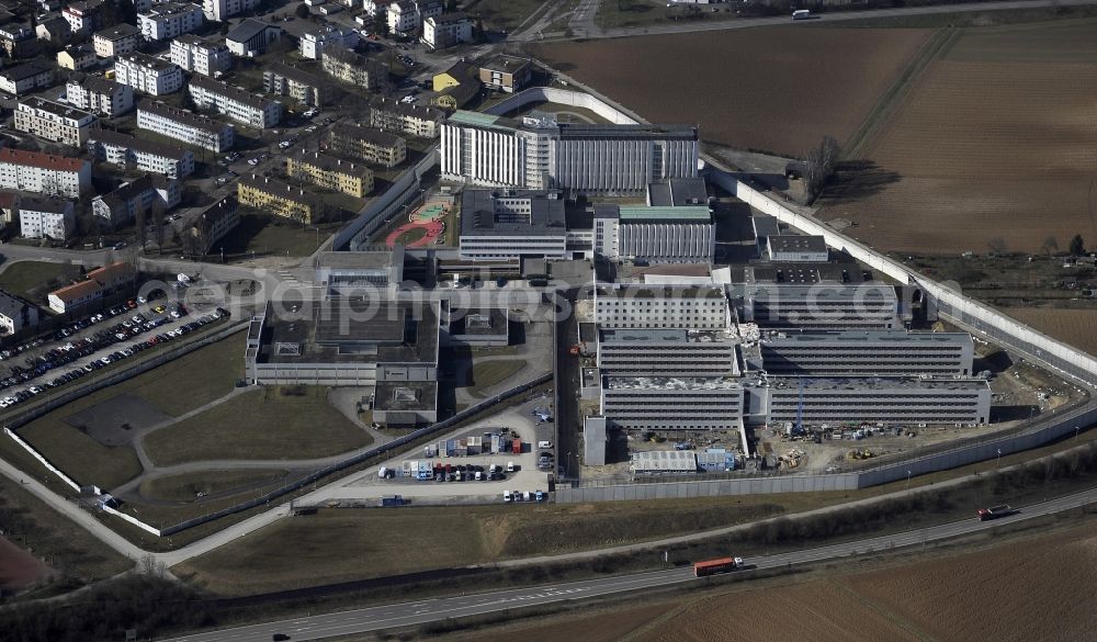 Stuttgart from above - Prison grounds and high security fence Prison Stammheim in Stuttgart in the state Baden-Wuerttemberg