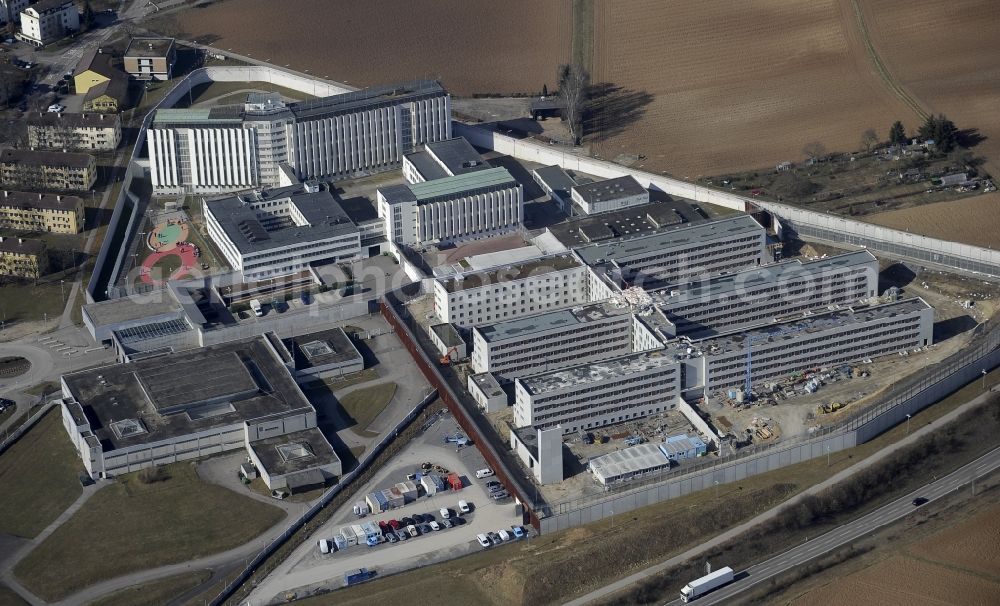 Stuttgart from the bird's eye view: Prison grounds and high security fence Prison Stammheim in Stuttgart in the state Baden-Wuerttemberg