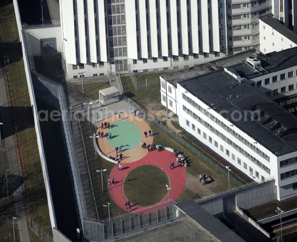 Aerial image Stuttgart - Prison grounds and high security fence Prison Stammheim in Stuttgart in the state Baden-Wuerttemberg