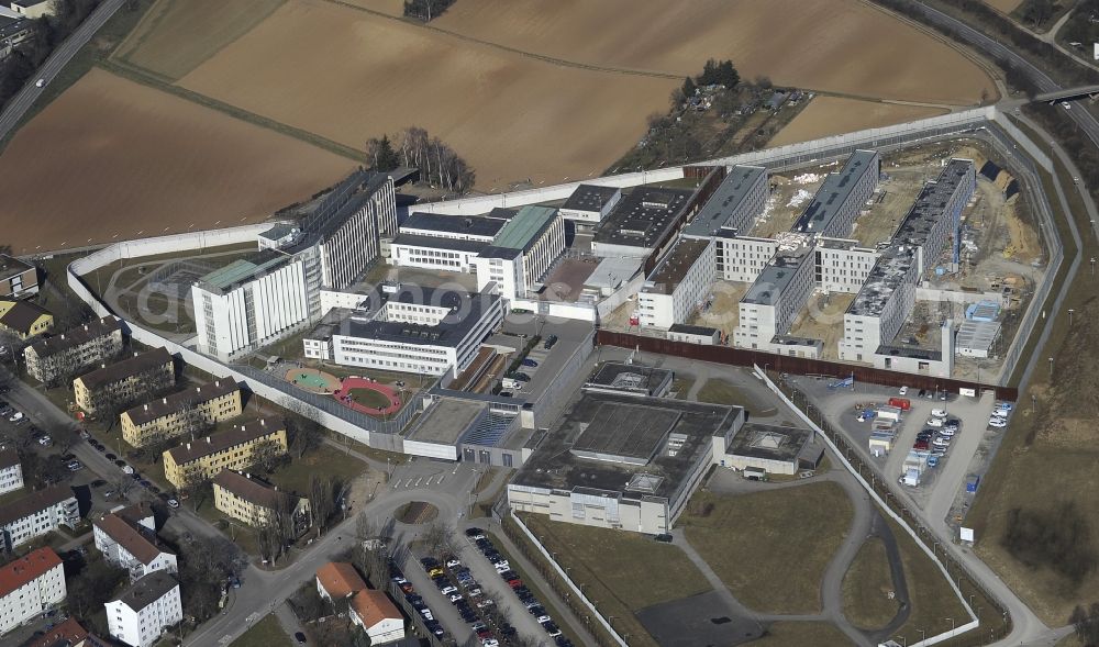 Stuttgart from the bird's eye view: Prison grounds and high security fence Prison Stammheim in Stuttgart in the state Baden-Wuerttemberg