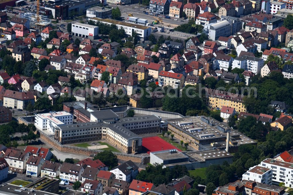 Heilbronn from the bird's eye view: Prison grounds and high security fence Prison on Steinstrasse in Heilbronn in the state Baden-Wurttemberg, Germany