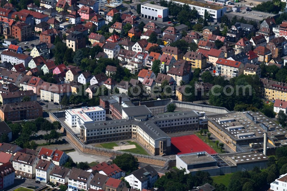 Aerial image Heilbronn - Prison grounds and high security fence Prison on Steinstrasse in Heilbronn in the state Baden-Wurttemberg, Germany