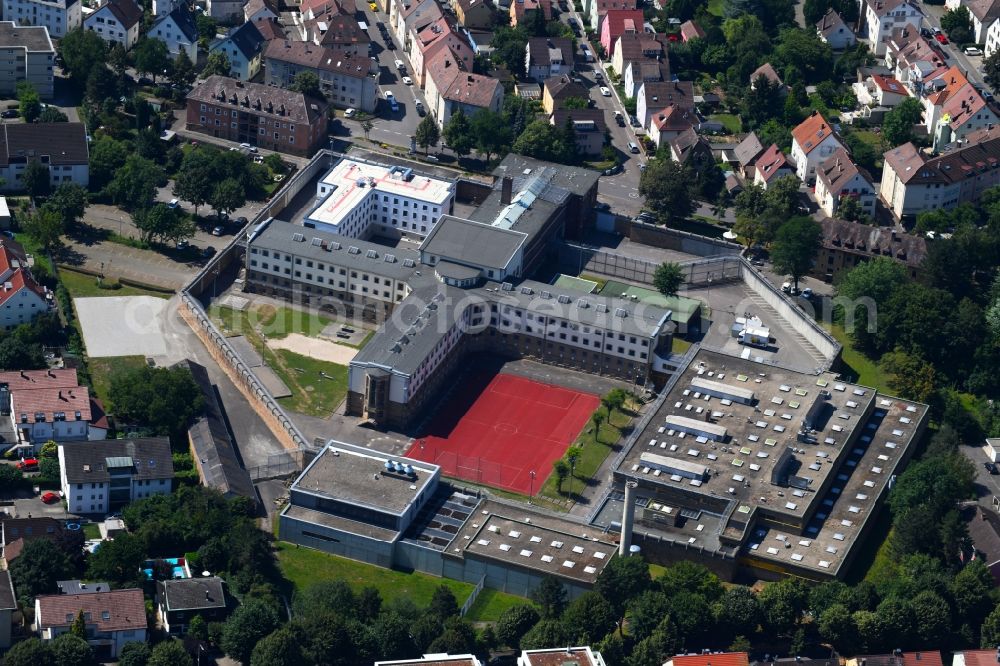 Heilbronn from the bird's eye view: Prison grounds and high security fence Prison on Steinstrasse in Heilbronn in the state Baden-Wurttemberg, Germany