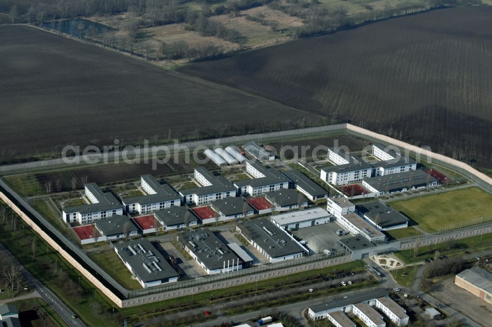 Tonna from above - Prison grounds and high security fence Prison in Tonna in the state Thuringia