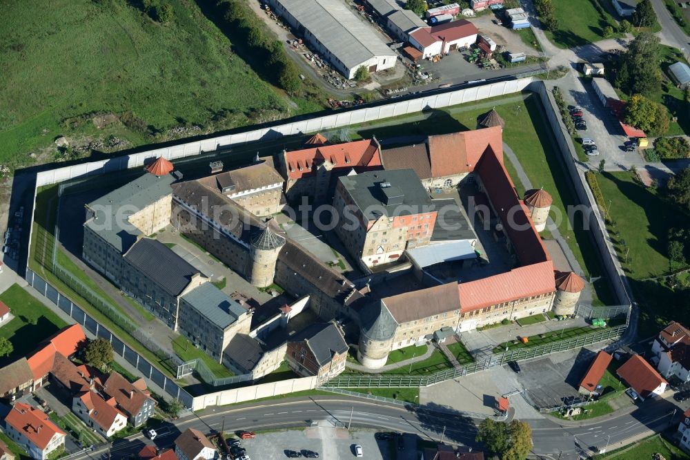 Untermaßfeld from above - Prison grounds and high security fence Prison in Untermassfeld in the state Thuringia