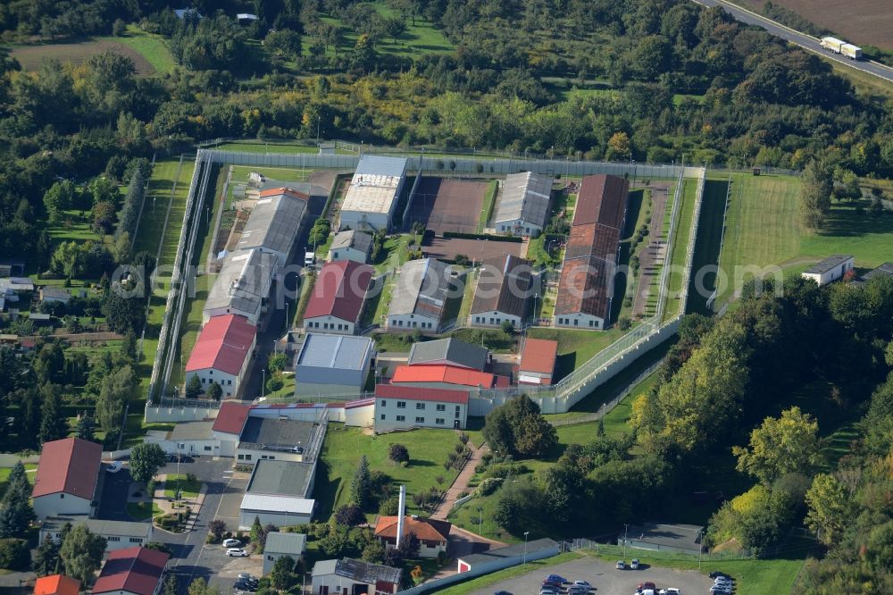 Aerial image Volkstedt - Prison grounds and high security fence Prison in Volkstedt in the state Saxony-Anhalt