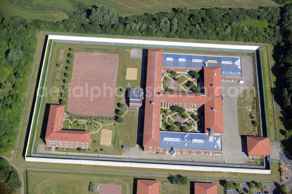 Aerial image Dummerstorf - Prison grounds and high security fence Prison Waldeck in Dummerstorf in the state Mecklenburg - Western Pomerania