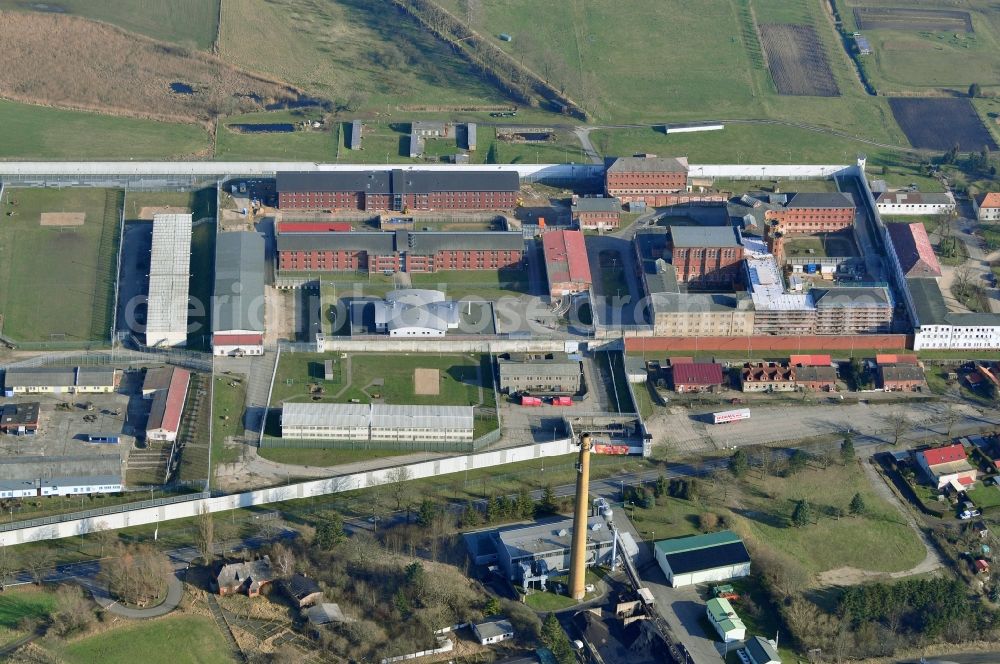 Bützow from the bird's eye view: Grounds of the prison correctional facility Biitzow in Mecklenburg - Western Pomerania