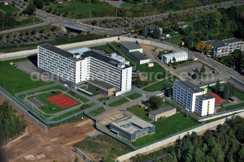 Aerial image Chemnitz - Grounds of the prison correctional Chemnitz, part of the Institute Reichenhain in Chemnitz in Saxony