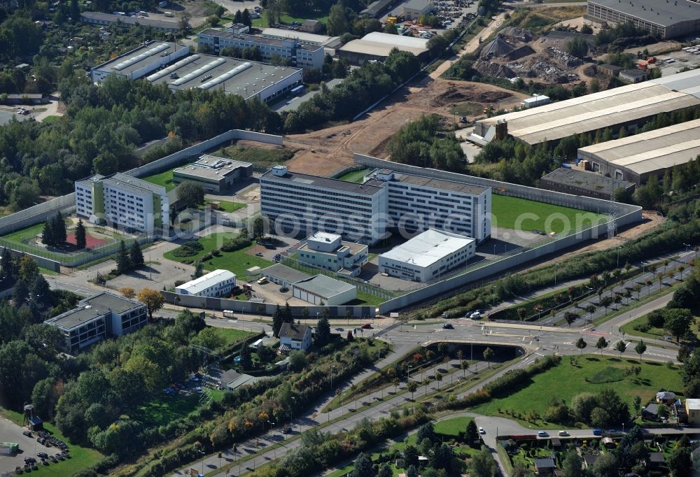 Chemnitz from above - Grounds of the prison correctional Chemnitz, part of the Institute Reichenhain in Chemnitz in Saxony