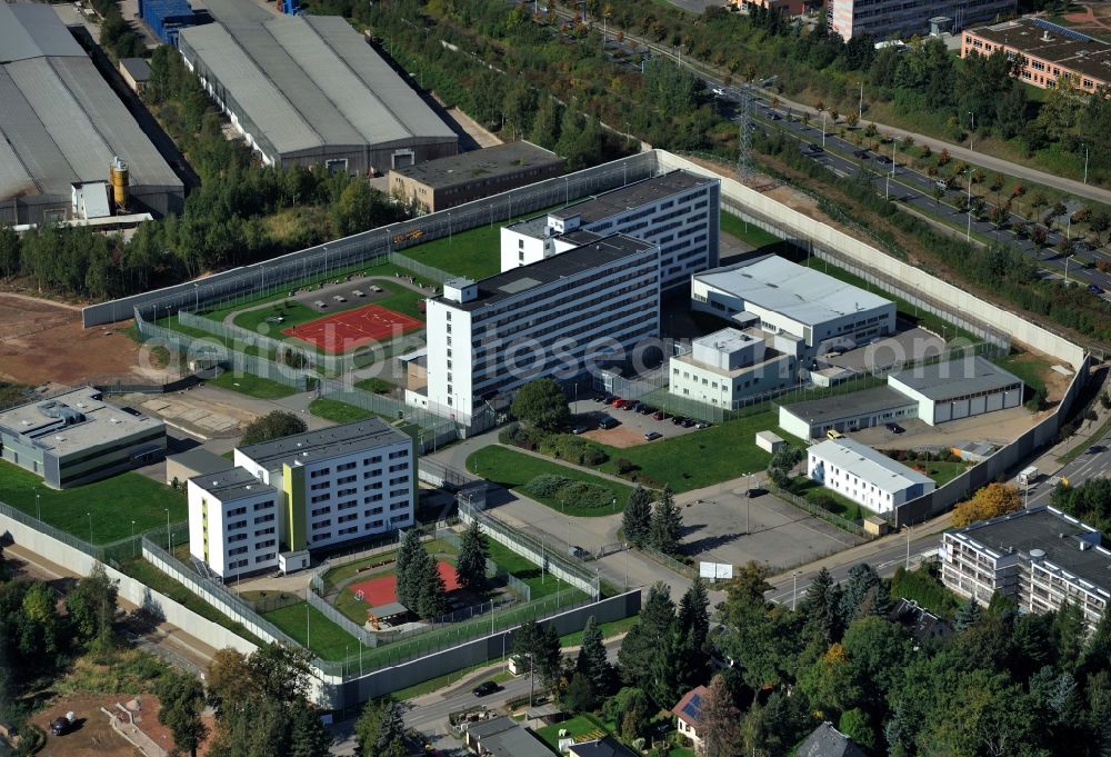 Chemnitz from above - Grounds of the prison correctional Chemnitz, part of the Institute Reichenhain in Chemnitz in Saxony