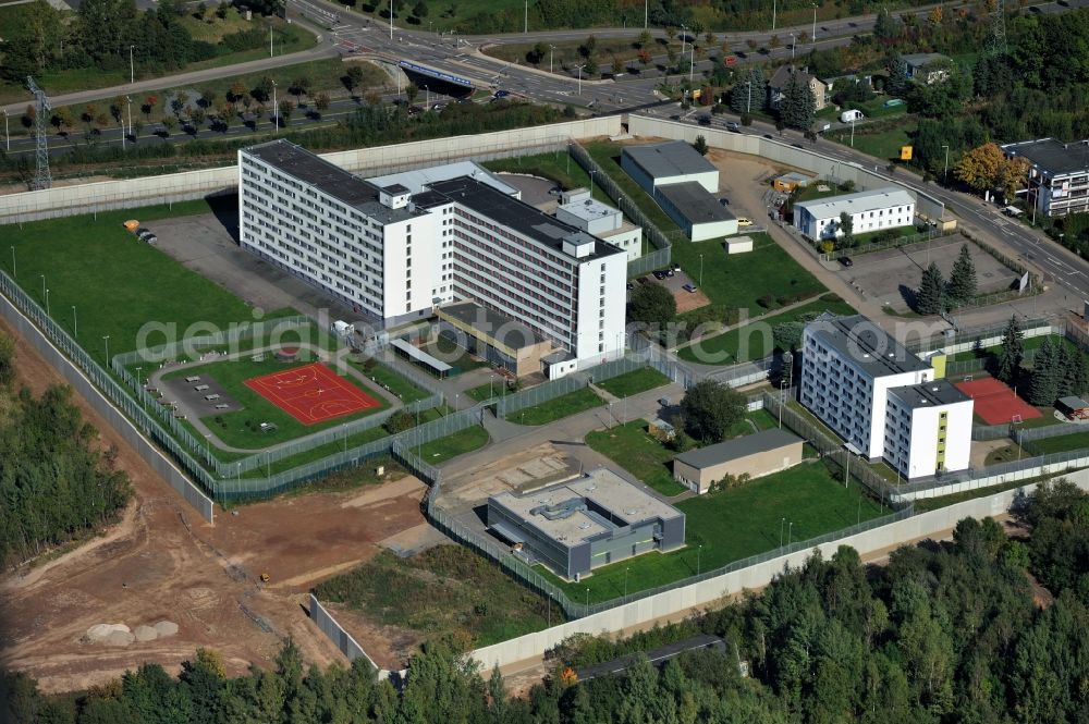 Aerial image Chemnitz - Grounds of the prison correctional Chemnitz, part of the Institute Reichenhain in Chemnitz in Saxony