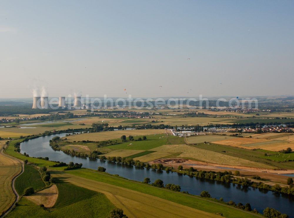 Cattenom from the bird's eye view: Site of the nuclear power plant (NPP also, NPP or nuclear power plant) near the Mosel river in Cattenom in Alsace-Champagne-Ardenne-Lorraine, France