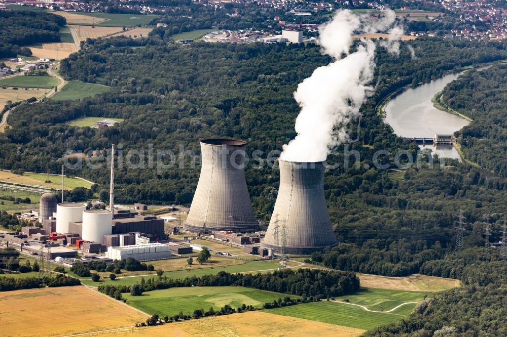 Gundremmingen from the bird's eye view: Site of the nuclear power plant (NPP also, NPP or nuclear power plant) in Gundremmingen in the state Bavaria, Germany