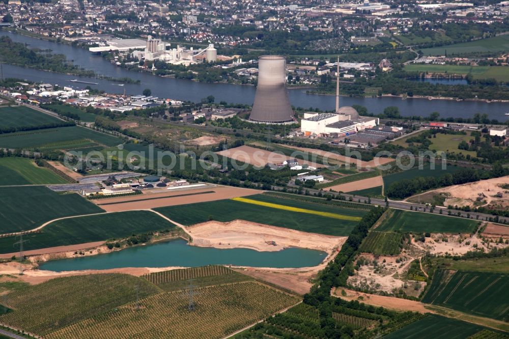 Mülheim-Kärlich from the bird's eye view: Site of the nuclear power plant in Muelheim-Kaerlich in the state Rhineland-Palatinate