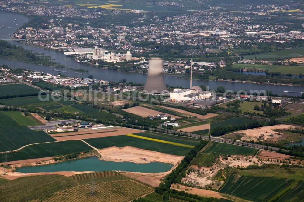 Aerial image Mülheim-Kärlich - Site of the nuclear power plant in Muelheim-Kaerlich in the state Rhineland-Palatinate