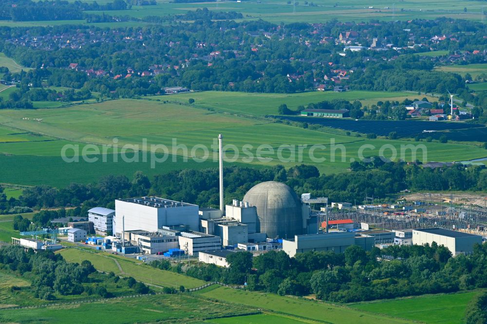 Aerial photograph Stadland - Site of the nuclear power plant (NPP also, NPP or nuclear power plant) Unterweser in Stadland in the state Lower Saxony, Germany