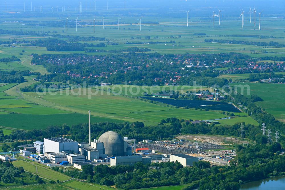 Aerial image Stadland - Site of the nuclear power plant (NPP also, NPP or nuclear power plant) Unterweser in Stadland in the state Lower Saxony, Germany