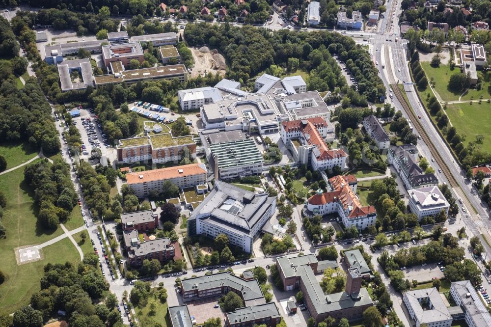 Aerial image München - Clinic area of a??a??the hospital Clinic Third Order in the district Neuhausen-Nymphenburg in Munich in the state Bavaria, Germany