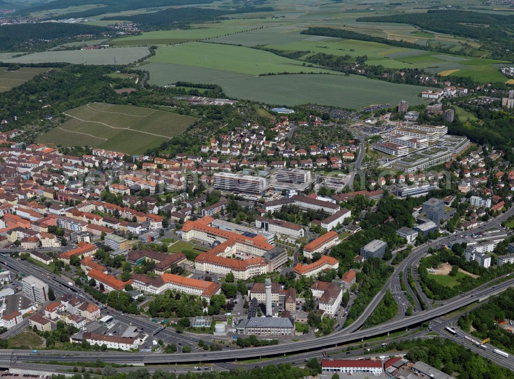 Aerial image Würzburg - The University Medical Center of Würzburg in Würzburg in Bavaria