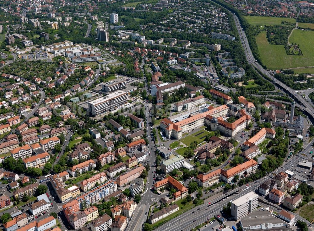 Aerial photograph Würzburg - The University Medical Center of Würzburg in Würzburg in Bavaria