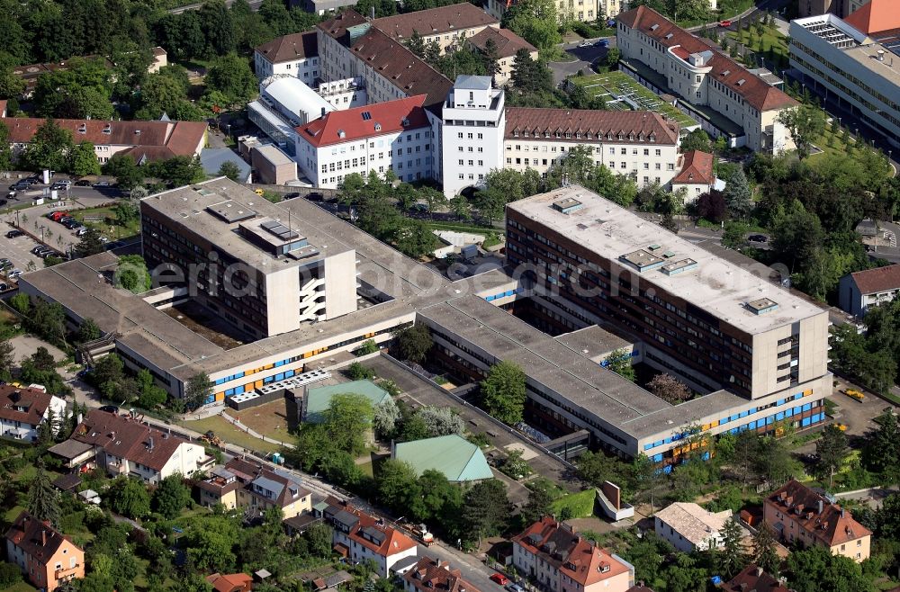 Aerial photograph Würzburg - The University Medical Center of Würzburg in Würzburg in Bavaria