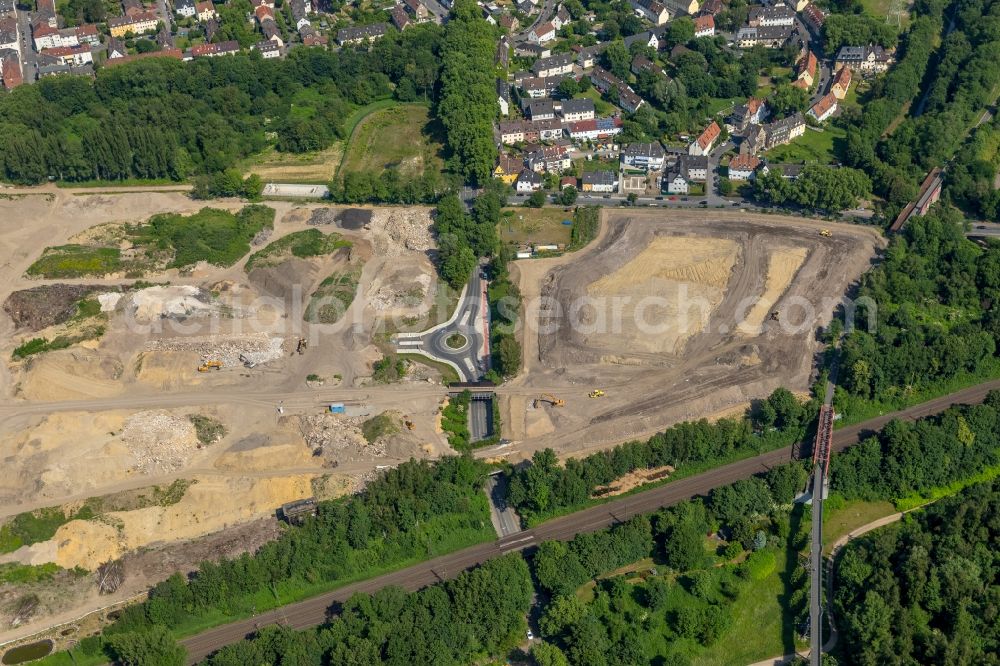 Aerial image Gelsenkirchen - Grounds of the future industrial park Schalker Verein in Gelsenkirchen in the state of North Rhine-Westphalia. The center is part of the newly developed commercial area East on Schalker Verein