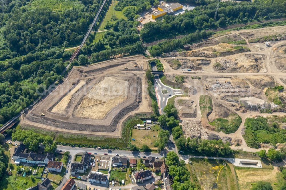 Gelsenkirchen from the bird's eye view: Grounds of the future industrial park Schalker Verein in Gelsenkirchen in the state of North Rhine-Westphalia. The center is part of the newly developed commercial area East on Schalker Verein