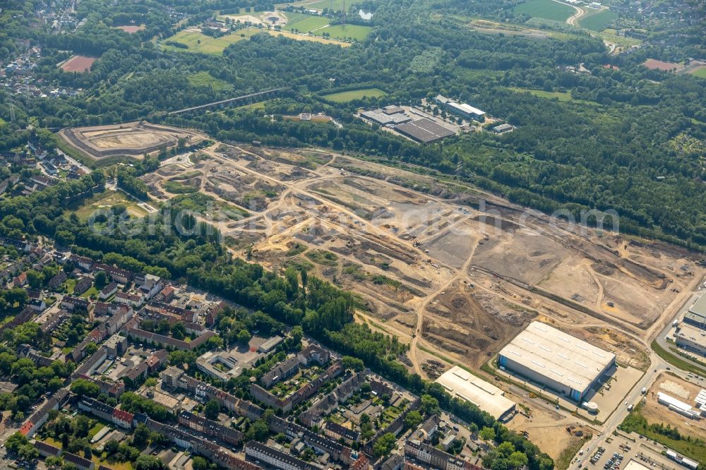 Aerial image Gelsenkirchen - Grounds of the future industrial park Schalker Verein East of the logistics center of Wheels Logistics in Gelsenkirchen in the state of North Rhine-Westphalia. The center is part of the newly developed commercial area East on Schalker Verein