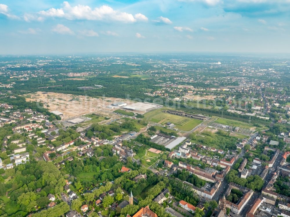 Aerial image Gelsenkirchen - Grounds of the future industrial park Schalker Verein East of the logistics center of Wheels Logistics in Gelsenkirchen in the state of North Rhine-Westphalia. The center is part of the newly developed commercial area East on Schalker Verein