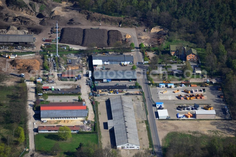 Falkensee from the bird's eye view: Site for the composting of bio-compost and Reinhold Fehmer GmbH in Falkensee in Brandenburg