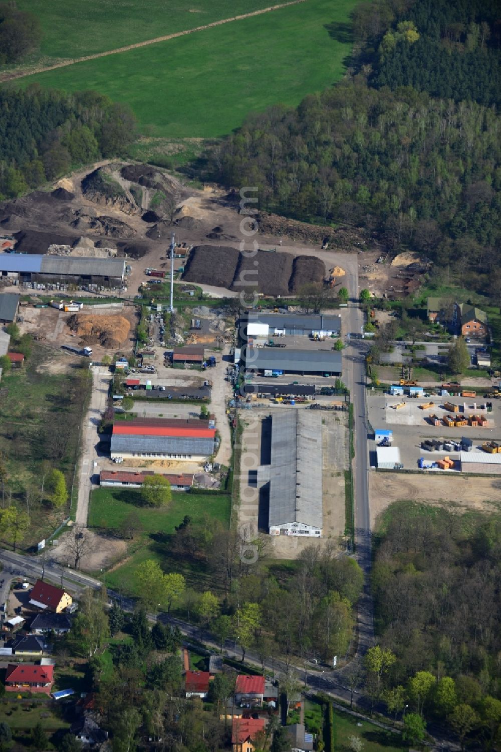 Aerial image Falkensee - Site for the composting of bio-compost and Reinhold Fehmer GmbH in Falkensee in Brandenburg