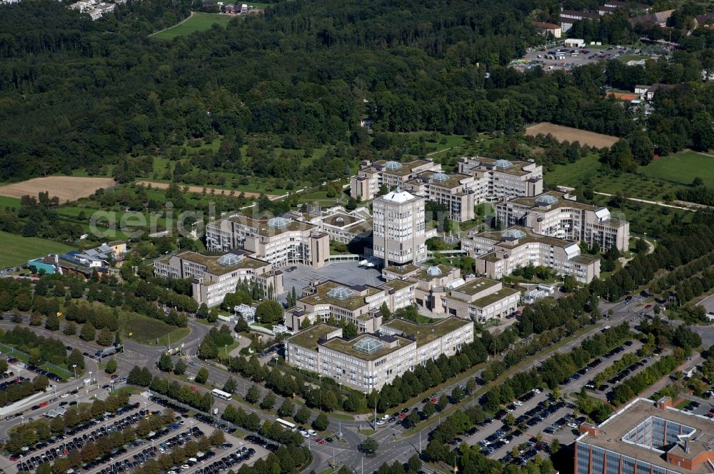 Aerial image Stuttgart Möhringen - Site of the headquarters of Daimler-Benz AG in Stuttgart Moehringen district in the state of Baden-Wuerttemberg