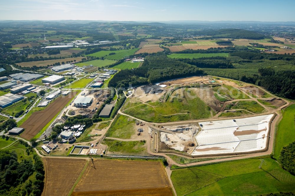 Aerial photograph Kirchlengern - District of Herford building material waste disposal site in Kirchlengern in the state of North Rhine-Westphalia. The site and repository is surrounded by technical facilities, buildings and fields
