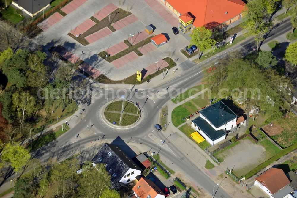 Falkensee from above - Site of the roundabout - ring on Havelländer street in Falkensee in Brandenburg