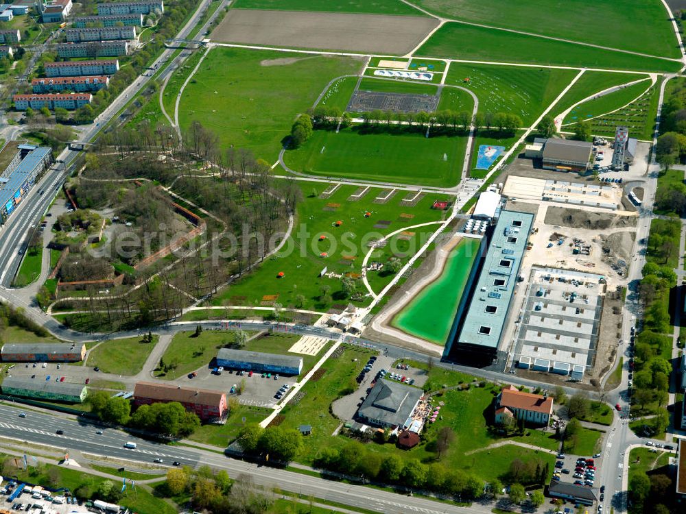 Aerial image Neu-Ulm - Gelände der LaGa Landesgartenschau Neu-Ulm in Bayern. Grounds of the state garden show Neu-Ulm in Bavaria.