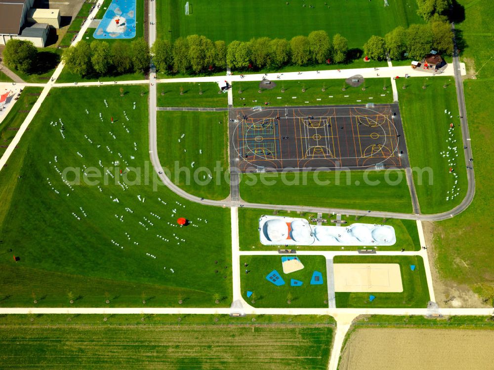 Aerial photograph Neu-Ulm - Gelände der LaGa Landesgartenschau Neu-Ulm in Bayern. Grounds of the state garden show Neu-Ulm in Bavaria.