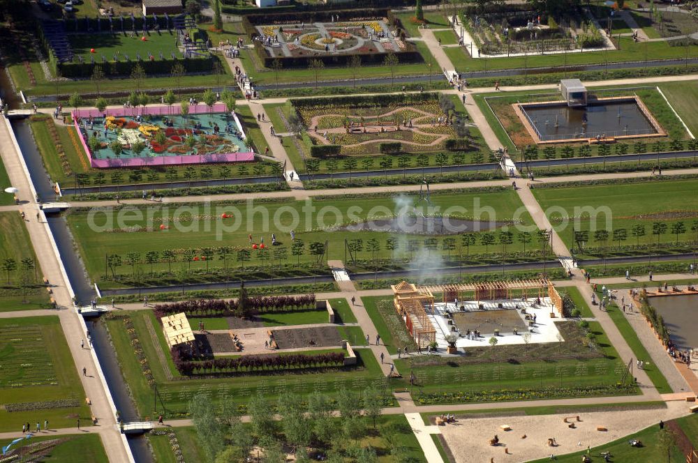 Aerial image ORANIENBURG - Blick auf das Gelände der LAGA Landesgartenschau 2009 am Oranienburger Schloß. Landesgartenschau Oranienburg 2009 GmbH, Breite Straße 1, 16515 Oranienburg, Tel.: 0 33 01-60 0-8 30