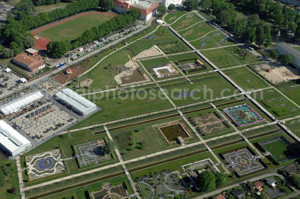 Aerial photograph ORANIENBURG - Blick auf das Gelände der LAGA Landesgartenschau 2009 am Oranienburger Schloß. Landesgartenschau Oranienburg 2009 GmbH, Breite Straße 1, 16515 Oranienburg, Tel.: 0 33 01-60 0-8 30