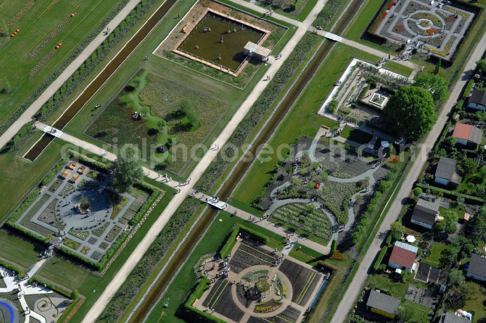 Aerial photograph ORANIENBURG - Blick auf das Gelände der LAGA Landesgartenschau 2009 am Oranienburger Schloß. Landesgartenschau Oranienburg 2009 GmbH, Breite Straße 1, 16515 Oranienburg, Tel.: 0 33 01-60 0-8 30