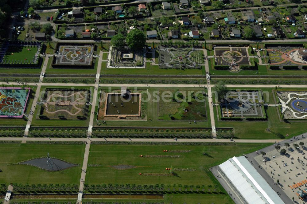 Aerial image ORANIENBURG - Blick auf das Gelände der LAGA Landesgartenschau 2009 am Oranienburger Schloß. Landesgartenschau Oranienburg 2009 GmbH, Breite Straße 1, 16515 Oranienburg, Tel.: 0 33 01-60 0-8 30