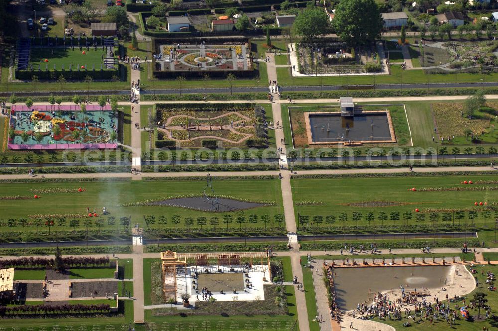 Aerial image ORANIENBURG - Blick auf das Gelände der LAGA Landesgartenschau 2009 am Oranienburger Schloß. Landesgartenschau Oranienburg 2009 GmbH, Breite Straße 1, 16515 Oranienburg, Tel.: 0 33 01-60 0-8 30