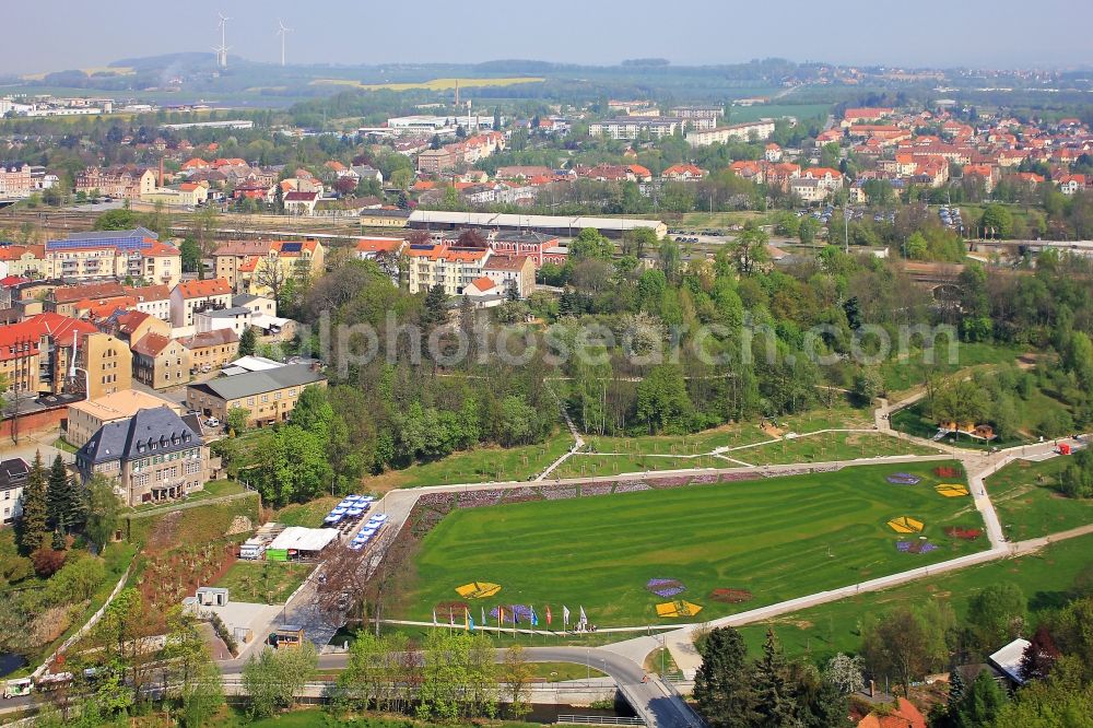 Aerial image Löbau - View the site of the National Garden Show in Löbau in Saxony