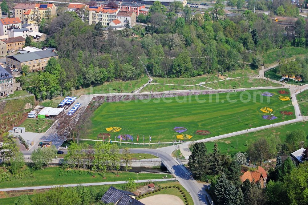 Aerial photograph Löbau - View the site of the National Garden Show in Löbau in Saxony